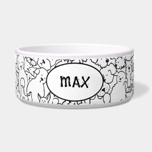 Personalisierte Hundeschüssel mit Doodle-Design Napf