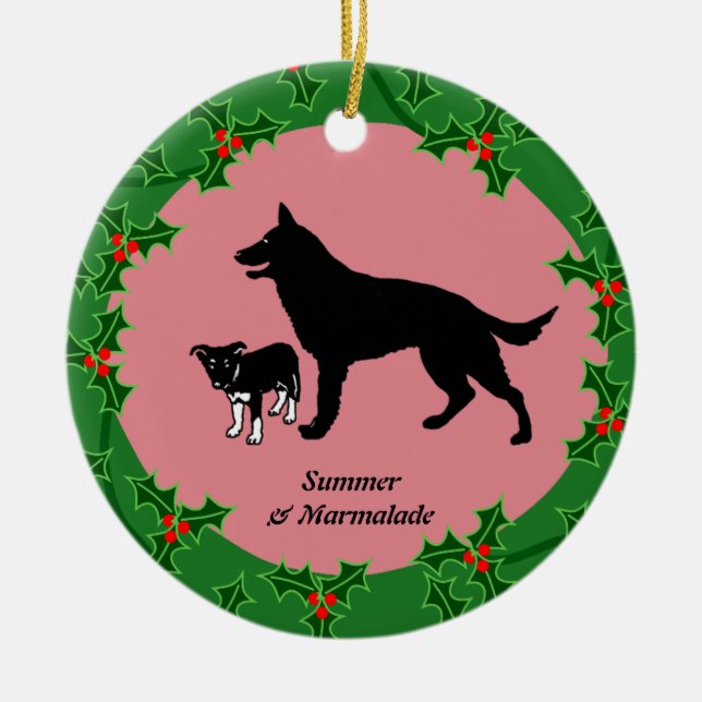 Personalisierte Hundexmas Keramikornament (Vorne)