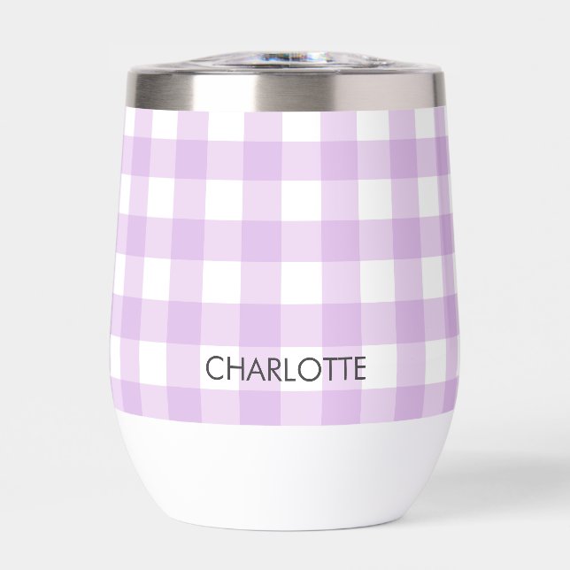 Personalisierte Hütte Lavender Lilac Gingham Karie (Vorderseite)