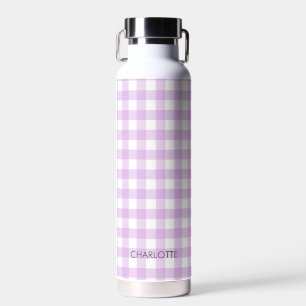 Personalisierte Hütte Lavender Lilac Gingham Karie Trinkflasche