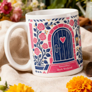 Personalisierte Hütte Tür Junggesellinnen-Wochenen Jumbo-Tasse
