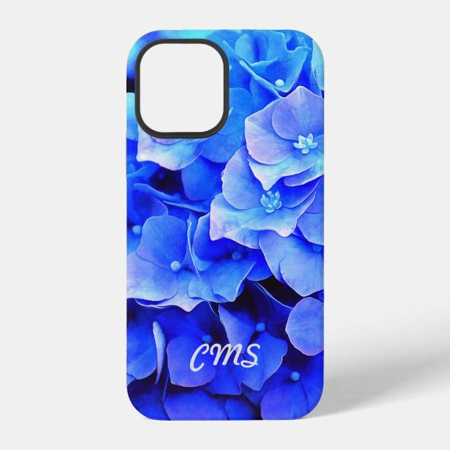 Personalisierte Hydrangea Blues iPhone 12 Hülle (Rückseite)
