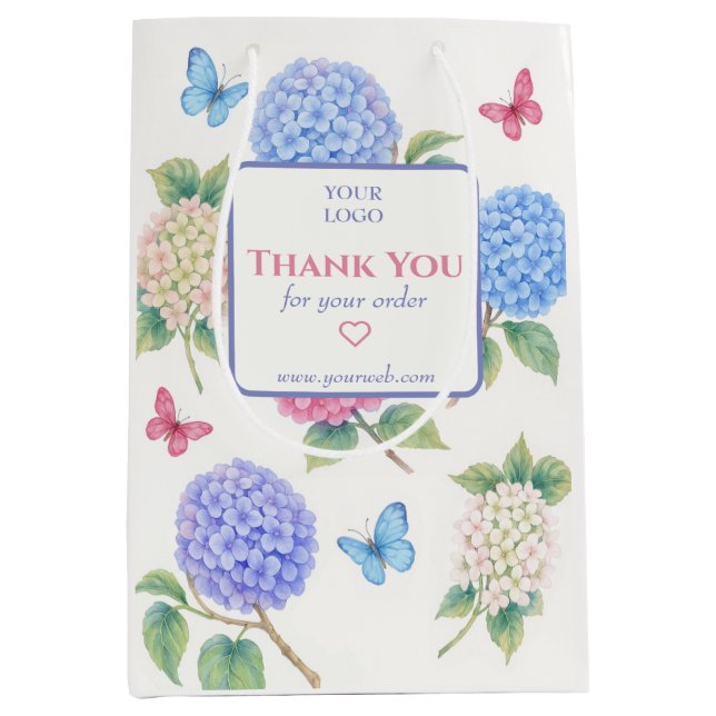 Personalisierte Hydrangea-Geschenktasche Mittlere Geschenktüte (Vorderseite)