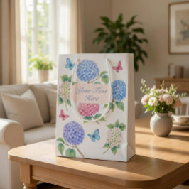 Personalisierte Hydrangea-Geschenktasche Mittlere Geschenktüte