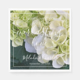 Personalisierte Hydrangea Weiße Elegante Liebe Serviette
