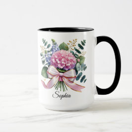 Personalisierte Hydrangeen-Blumen-Name-Tasse Gesch Tasse