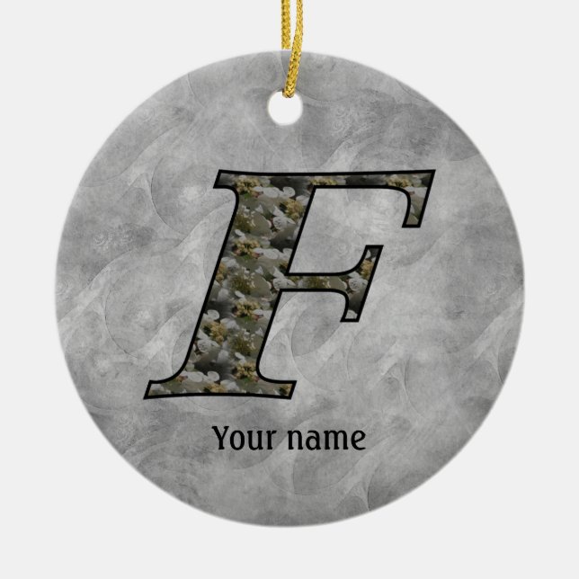 Personalisierte Hydrangeenblumen mit Monogramm Anf Keramik Ornament (Vorne)