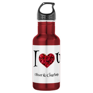 Personalisierte Ich liebe dich Partnernamen Edelstahlflasche