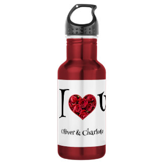 Personalisierte Ich liebe dich Partnernamen Edelstahlflasche