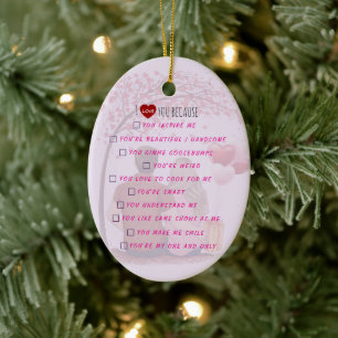 Personalisierte "Ich liebe dich, weil"-Checkliste Keramik Ornament