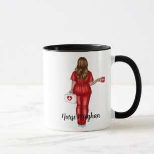 Personalisierte "ICU-Krankenschwester" (Braunhaar- Tasse