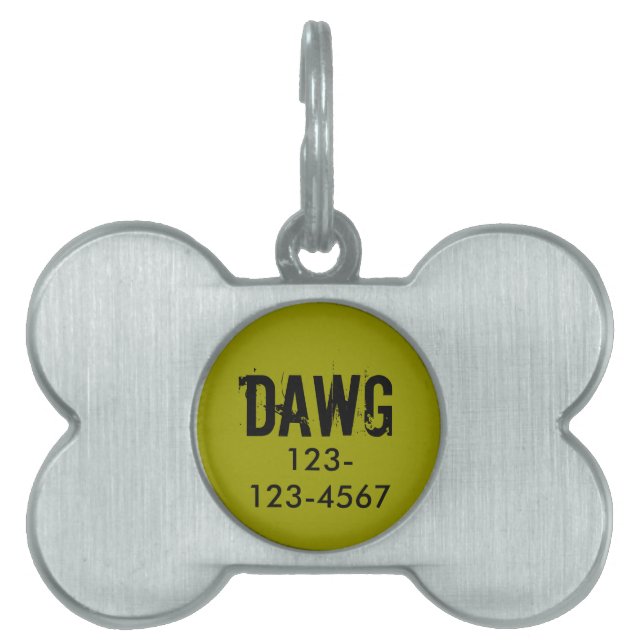 Personalisierte ID-Hundstempel Grungy Fügen Sie de Tiermarke (Vorderseite)