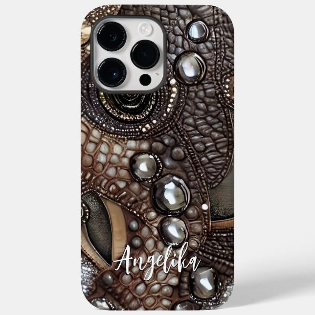 Personalisierte Imitat Leather Abstrakt Minimalist Case-Mate iPhone 14 Pro Max Hülle (Rückseite)