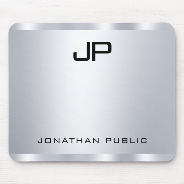 Personalisierte Imitat Silver Metallic Look Monogr Mousepad (Vorne)