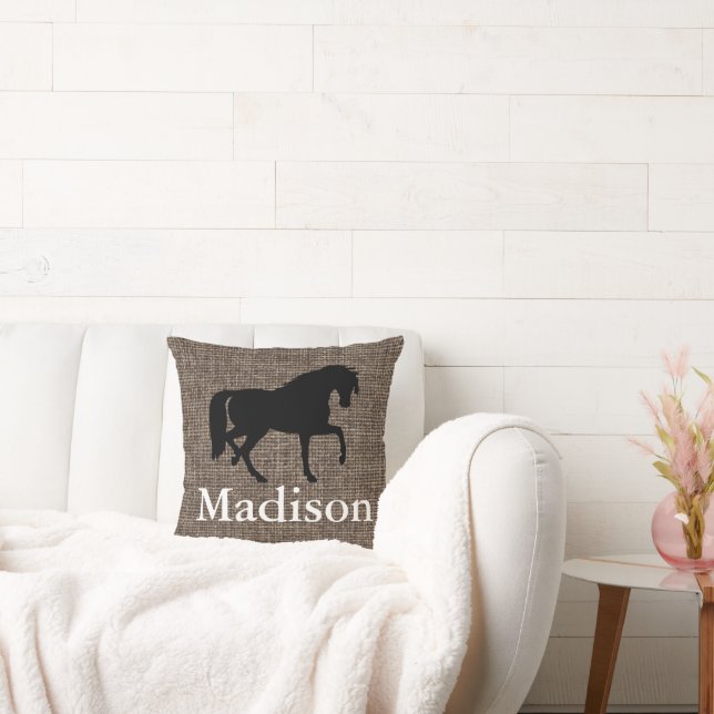 Personalisierte Imitate Burlap Horse Silhouette Kissen (Liege)