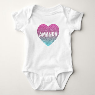 Personalisierte Imitate Glitzer Pink Baby Girl Strampler