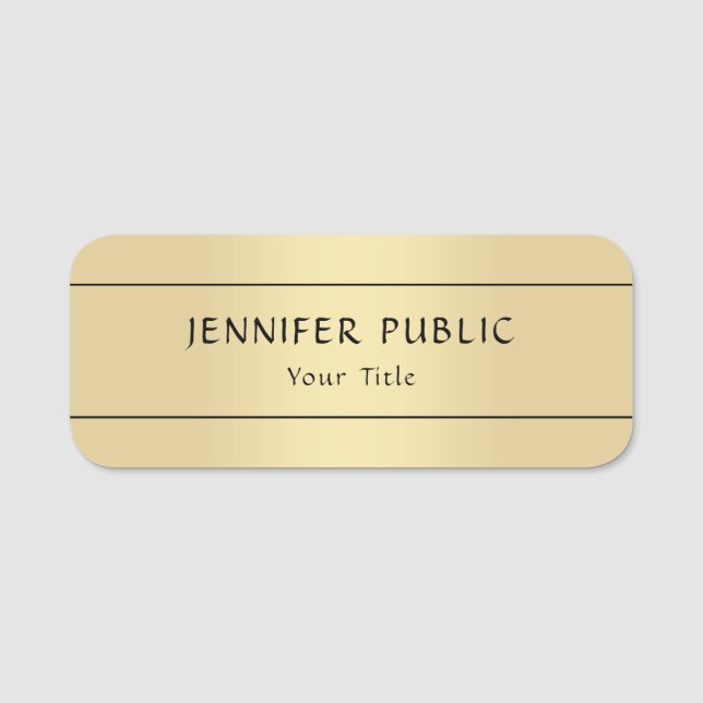 Personalisierte Imitate Gold Elegante Moderne Vorl Namensschild (Vorderseite)