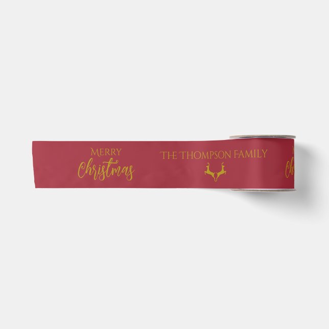 Personalisierte Imitate-Gold Foil Frohe Weihnachte Satinband (Vorderseite)