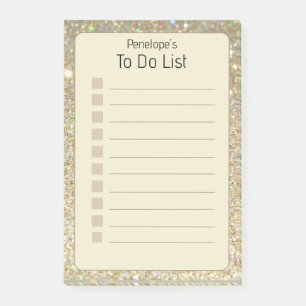 Personalisierte Imitate Gold Glitzer & Gelb 4x6" Post-it Klebezettel