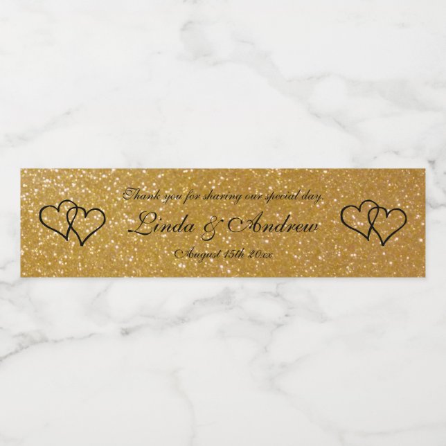 Personalisierte Imitate Gold Glitzer Hochzeitsfeie (Einzelnes Label)