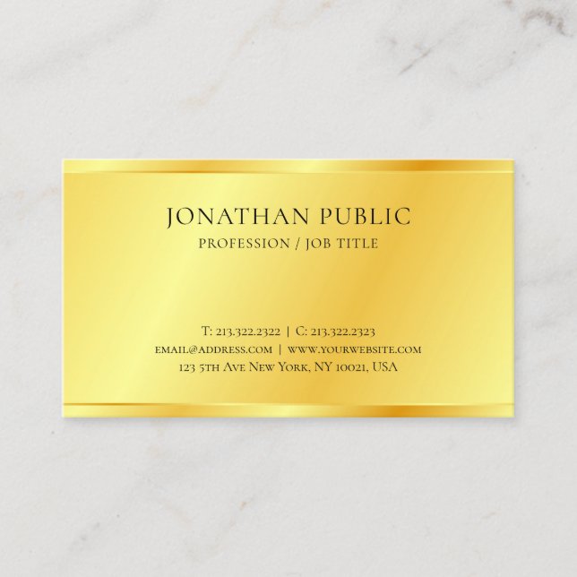 Personalisierte Imitate Gold Metallic Look Elegant Visitenkarte (Vorderseite)