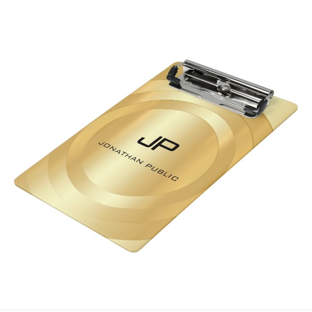 Personalisierte Imitate Gold Monogram Template Ele Mini Klemmbrett (Gewinkelt3)