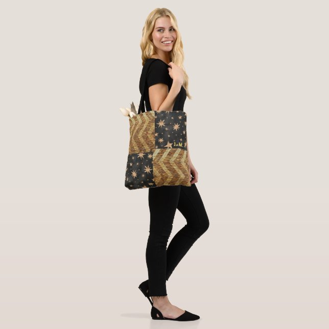 Personalisierte Imitate Gold Stars & Stripes Desig Tasche (Am Model)