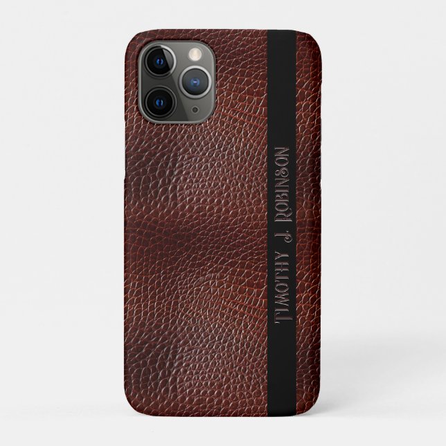 Personalisierte Imitate Leather Brown bestickt Case-Mate iPhone Hülle (Rückseite)