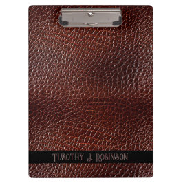 Personalisierte Imitate Leather Brown bestickt Klemmbrett