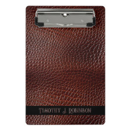 Personalisierte Imitate Leather Brown bestickt Mini Klemmbrett