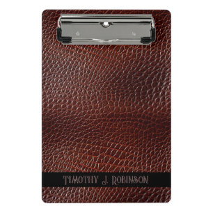 Personalisierte Imitate Leather Brown bestickt Mini Klemmbrett