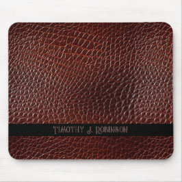 Personalisierte Imitate Leather Brown bestickt Mousepad
