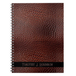 Personalisierte Imitate Leather Brown bestickt Notizblock