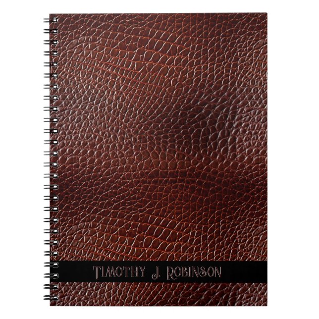 Personalisierte Imitate Leather Brown bestickt Notizblock (Vorderseite)