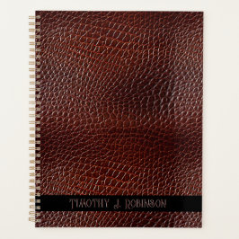 Personalisierte Imitate Leather Brown bestickt Planer