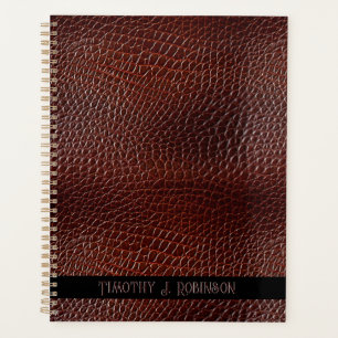 Personalisierte Imitate Leather Brown bestickt Planer