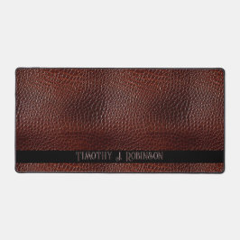 Personalisierte Imitate Leather Brown bestickt Schreibtischunterlage