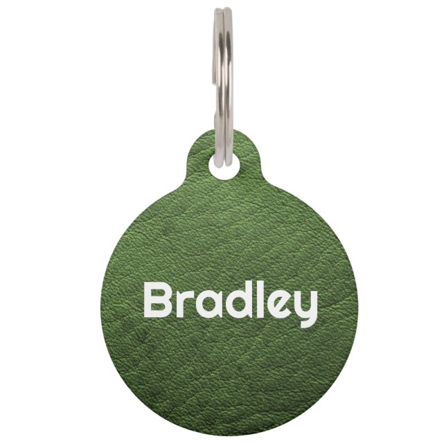 Personalisierte Imitate Leather Green Haustiermarke (Vorderseite)