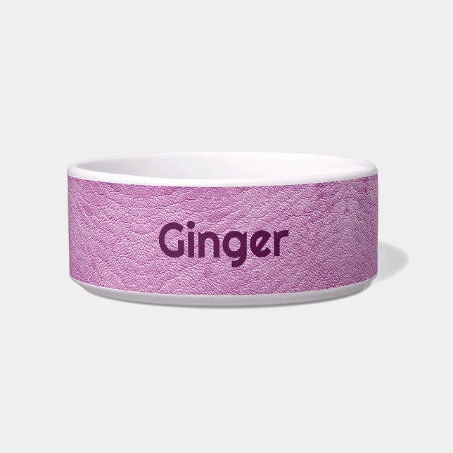 Personalisierte Imitate Leather Lilac Pet Food Bow Napf (Vorderseite)