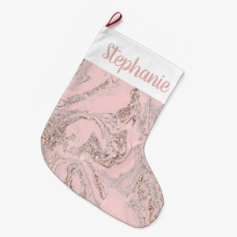 Personalisierte Imitate Rosa Marmor Großer Weihnachtsstrumpf