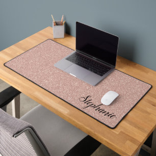 Personalisierte Imitate Rose Gold Glitzer Schreibtischunterlage