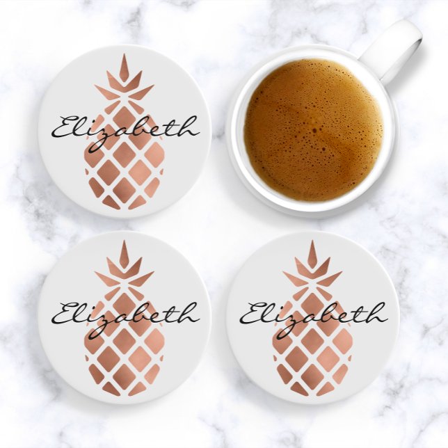 Personalisierte Imitate Rose Goldfolie Ananas Sandstein Untersetzer (Von Creator hochgeladen)