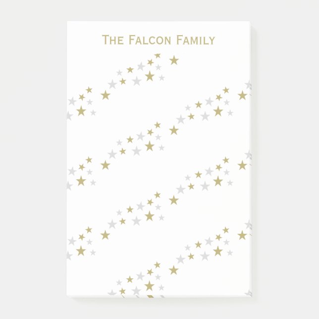 Personalisierte Imitate Silver Gold Stars Muster Post-it Klebezettel (Vorderseite)