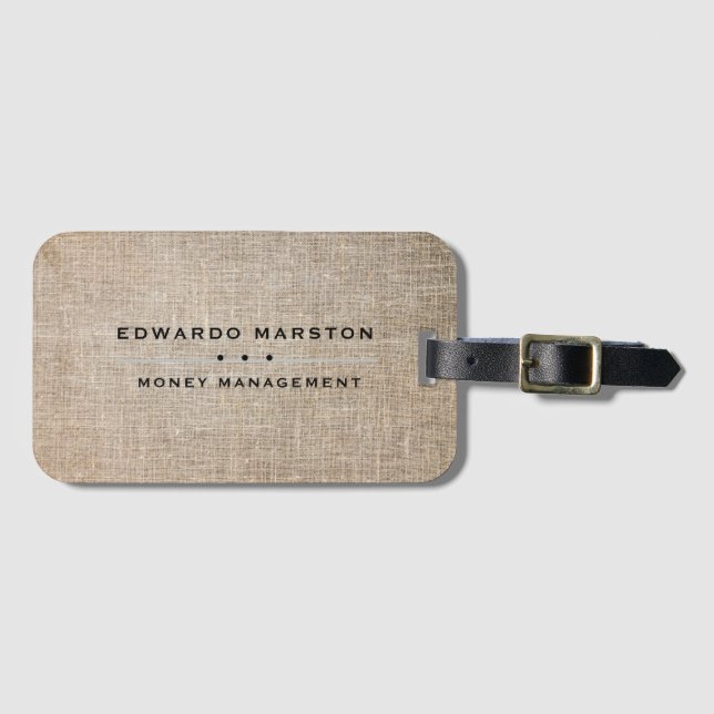 Personalisierte Imitate Tan Linen Gepäckanhänger (Vorderseite (Horizontal))