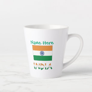 Personalisierte Indien-Flagge-Name Milchtasse