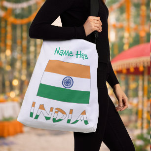 Personalisierte Indien-Flagge-Umhängetasche   Tragetaschen Mit Langen Trägern