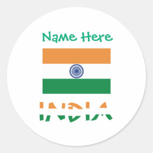 Personalisierte indische Flaggen-Rundform Runder Aufkleber