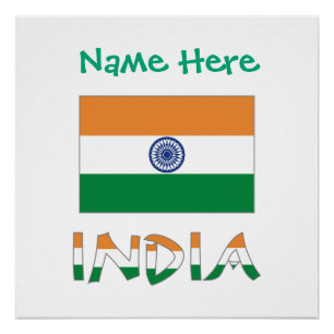 Personalisierte indische Flaggenname Poster