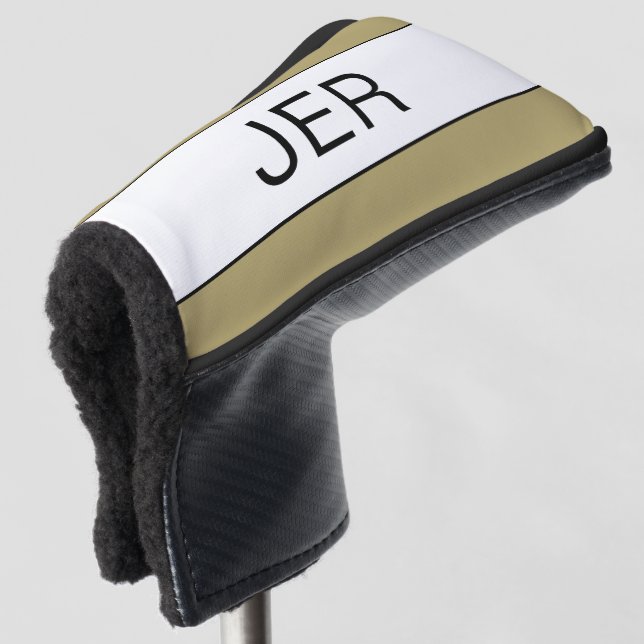 Personalisierte Initial Monogram Gold Black Putter Golf Headcover (3/4 Vorderseite)