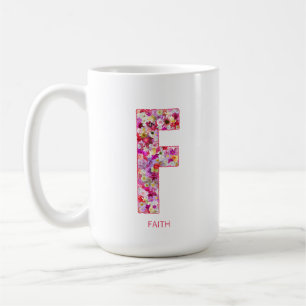 Personalisierte Initiale Florale Buchstabe F Mon Kaffeetasse